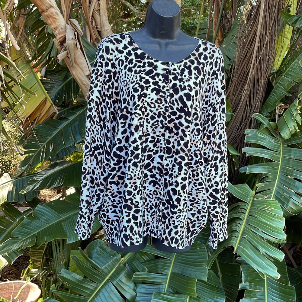 Cable and gauge leopard printmt cardi